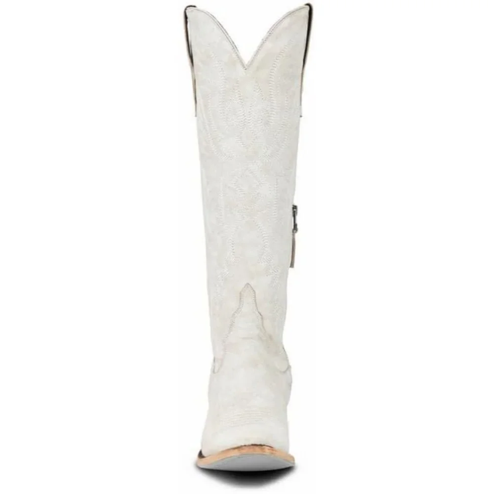 Women White-knee Polyurethane Over the Knee Adjustable Thigh High Cowgirl Boot